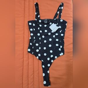 Forever 21 Black and White Polka Dot Bodysuit